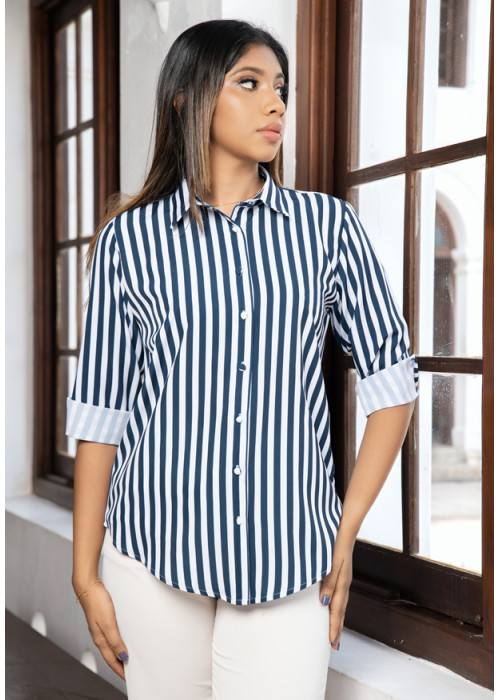 DRIYONA BLUE STRIPE BLOUSE